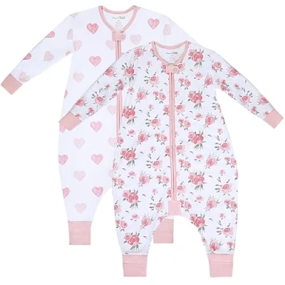 Abbildung von Mama Cheetah Toddler Schlafsack mit Füßen, Long Sleeve 0,5 TOG Bio Baumwolle Baby Beinen, Wearable Decke für Wanderer w / 2 Wege Reißverschluss, Kleinkind Decke, 2T
