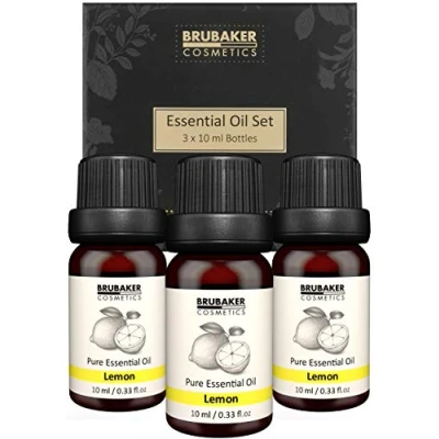 Abbildung von BRUBAKER Duftöl 3er Set Lemon Öl Konzentration, gute Laune &amp; Lebensfreude (Naturrein Vegan, 3 x 10 ml Zitrusöl), Ätherische Öle Aromatherapie Geschenkset