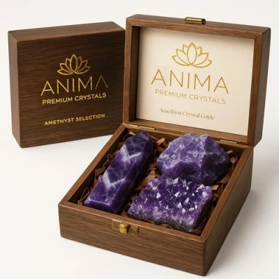 Abbildung von Premium Amethyst Stein Set Turm, Cluster und Rohkristall Große Kristalle Heilsteine in Holzbox Ideales spirituelles Geschenk für Frauen zur Meditation erholsamen Schlaf