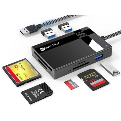 Abbildung von WARRKY USB 3.0 Kartenlesegerät Highspeed 7 in 1 SD Kartenleser für 3xUSB 3.0/ TF/MS/CF/SD Card Reader, Windows XP/MAC OS/Chrome OS/Linux