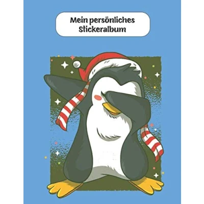 Abbildung von Mein persönliches Stickeralbum: Weihnachten Pinguin Motiv Din A4 Blanko 35 Seiten Silikonfreies Papier Geschenkidee