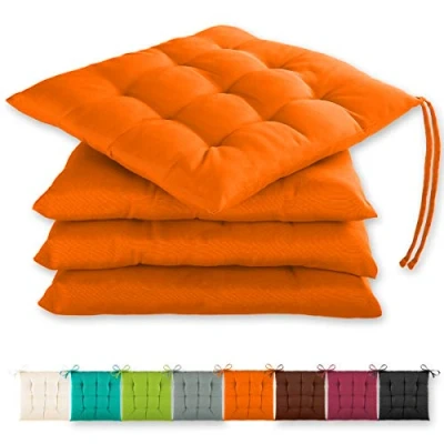 Abbildung von Gräfenstayn Stuhlkissen 4er Set in 40x40cm und 3cm dicker Polsterung, robustes Sitzkissen für Indoor &amp; Outdoor, mit Haltebändern