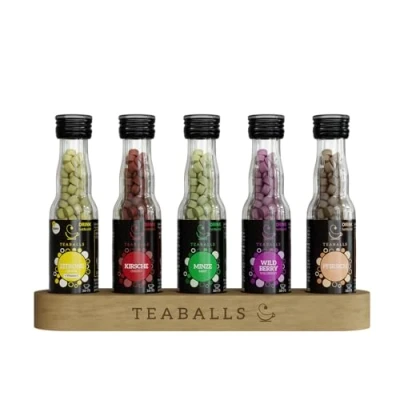 Abbildung von TEABALLS Set Summerparty mit Zitrone, Kirsche, Minze, Wildberry und Pfirsich 5er Pack für 375 Tassen