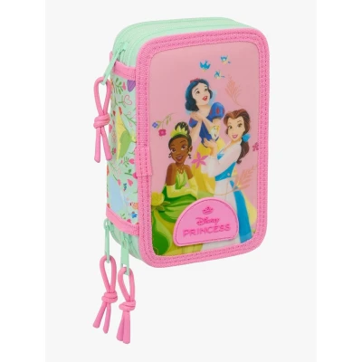 Abbildung von Disney Prinzessinnen Dreifach Federmäppchen, Rosa/Türkis