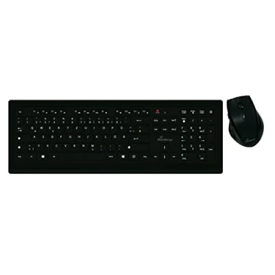 Abbildung von MediaRange Funk Tastatur und optische 5 Tasten Maus Set, QWERTZ, schwarz