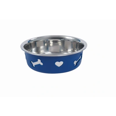 Abbildung von Weatherbeeta Dog Bowl Non Slip Stainless Steel Silicone Bone Blau 16cm