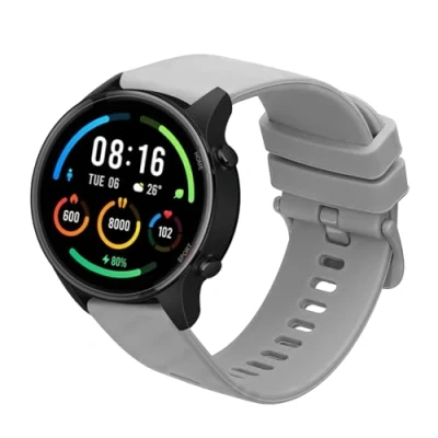 Abbildung von kwmobile Ersatzarmband kompatibel mit Xiaomi Mi Watch Color Sport / S1 Active Armband Fitnesstracker Band aus Silikon Carbon Print für Smartwatch Grau