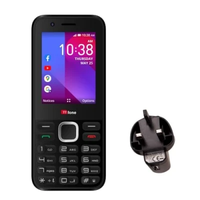 Abbildung von TTfone TT240 WhatsApp Handy (3G KaiOS, einfach zu bedienen) (mit Netzladegerät), Schwarz
