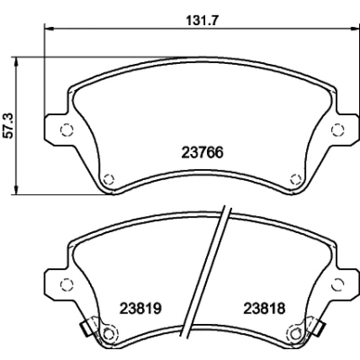 Abbildung von HELLA 8DB 355 017 241 Bremsbelagsatz mit akustischer Verschleißwarnung TOYOTA: Corolla IX Schrägheck, Kombi, X Limousine
