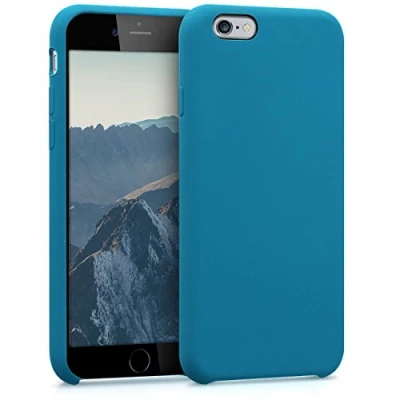 Abbildung von kwmobile Hülle kompatibel mit Apple iPhone 6 / 6S Silikon Handy Case Handyhülle weiche Oberfläche kabelloses Laden Petrol