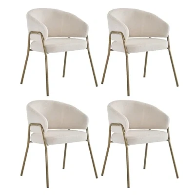 Abbildung von Merax Weißer Esszimmerstuhl Moderner Lamm Samt Spraygold in Gold Finish (4 st),Esszimmerstuhl mit Goldene Beine