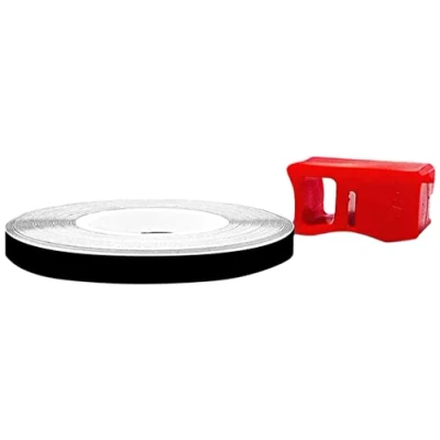 Abbildung von 4R Quattroerre.it 10351 Reflektierende Dekorstreifen für Felgen mit Applikator, Wheel Trim Stripes Schwarz, 5 mm x 6 mt