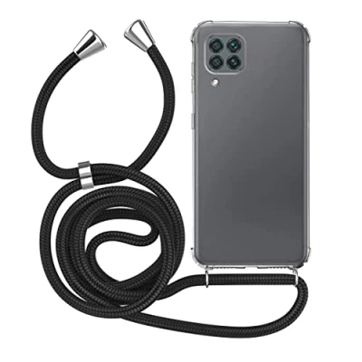 Abbildung von MyGadget Handykette für Huawei P40 Lite 4G [ TPU Hülle mit verstellbaren Band ] Handyhülle Handyband zum Umhängen Kordel Schnur Case Schutzhülle Schwarz