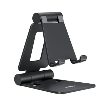 Abbildung von NULAXY Verstellbar Handy Ständer Tisch, Faltbarer Halterung Aluminium Einstellbar Handyhalter Schreibtisch Kompatibel mit iPhone 16 15 14 13 12 Pro Max Xr Xs X 8, Huawei, Galaxy,alle Smartphones