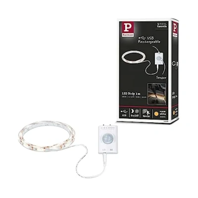 Abbildung von Paulmann LED Streifen 1m inkl Akku 1,4W 3,7V weiß Kunststoff, 1 flammig, Bewegungsmelder und Dämmerungssensor