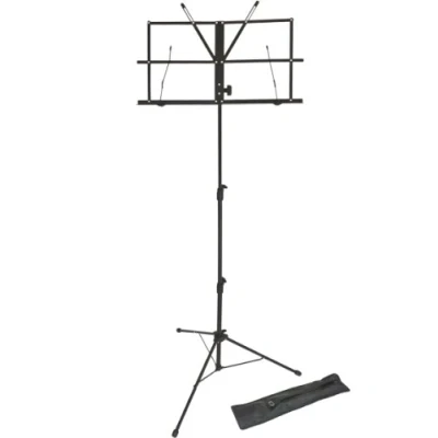 Abbildung von Lawrence LMS02 BK Notenständer (klappbar, verstellbar, Metall, mit Tragetasche) Schwarz