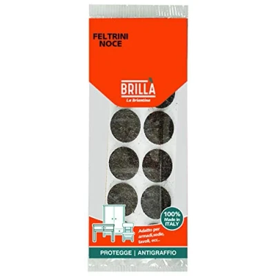 Abbildung von La Briantina Selbstklebende runde Filzgleiter für Möbel, Stühle und Böden, Farbe Walnuss, Durchmesser 2,2 cm, 12 Stück
