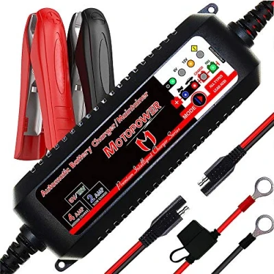 Abbildung von MOTOPOWER MP00207 FR 6 V/12 V 4 AMP Intelligentes Ladegerät, vollautomatisch, mit Wiederherstellungsmodus des Akkus