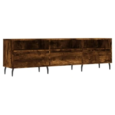 Abbildung von vidaXL TV Schrank, Fernsehschrank mit Eisenbeinen, Fernsehtisch für Wohnzimmer, Lowboard Sideboard Ständer Gerät, Räuchereiche Holzwerkstoff