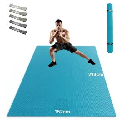 Abbildung von HAPBEAR Extra Große Yoga Matte,Yogamatte 183cm x 122cm 8mm/213cm 152cm 8mm, rutschfest PVC Gymnastikmatte Sportmatte Fitnessmatte Schuhfreundlich Blau