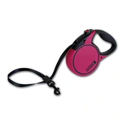 Abbildung von KONG ausrollbare Hundeleine in 5m Länge I Für kleine Hunde bis 20kg Größe S Hochwertige Rollleine mit Break &amp; Lock System pink komfortable Leine Softgriff reflektierendem Gurt