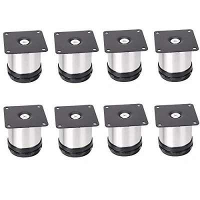 Abbildung von Youery 8 Stück 50 x mm Verstellbare Möbelfüße,Edelstahl Möbelfuß,Tischbeine Möbelbeine,Sockelfüße Tischfuß Couchfüße Bettfüße,Einstellbare Höhe 0 15 mm,belastbar bis 160 Kg (mit Schrauben)