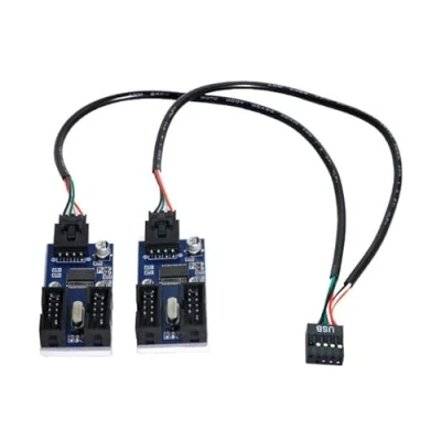 Abbildung von cablecc 9 poliger USB 2.0 Header 1 auf 2/4 Buchse Verlängerungskabel HUB Stecker Adapter Port Multilier
