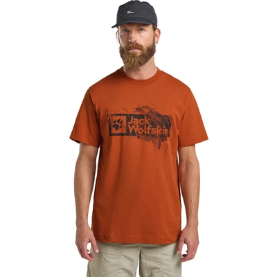 Abbildung von Jack Wolfskin Brand T M Tshirt print, Herren, Größe: Large, Burnt orange