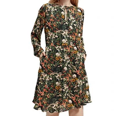 Abbildung von Scotch &amp; Soda Ruffle HEM Allover MINI Dress Freizeitkleid, Damen, Größe: Large, Meadow deep raspberry