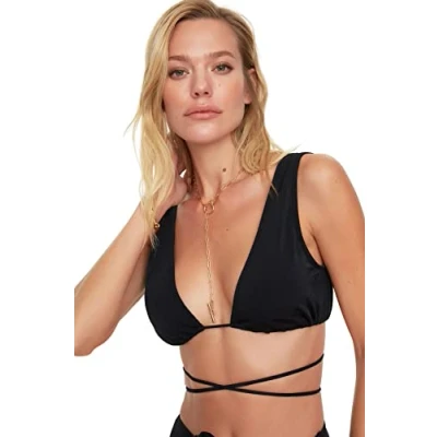 Abbildung von TRENDYOL Damen Strick Bikinioberteil Bademode, Schwarz, 40