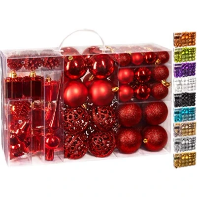 Abbildung von BRUBAKER Weihnachtsbaumkugel 101 teiliges Weihnachtskugel Set mit Baumspitze, Christbaumschmuck aus Kunststoff, Weihnachtsdekoration edel und robust