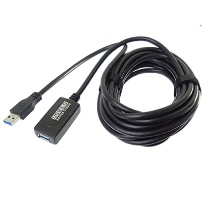 Abbildung von PremiumCord USB 3.0 Verlängerungskabel mit Repeater 5m, Datenkabel SuperSpeed bis zu 5Gbit/s, Ladekabel, Typ A Buchse auf Stecker, Farbe schwarz, Länge ku3rep5