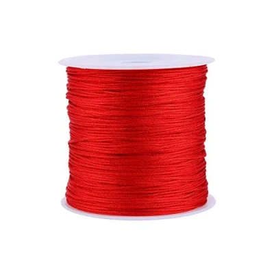 Abbildung von Chinesische Knotenschnur 100M x 0,8mm Rattail Trim Cord String aus Nylon Rot Schmuckherstellung