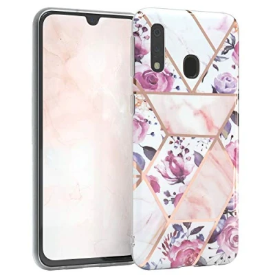 Abbildung von EAZY CASE Handyhülle Silikon mit Kameraschutz kompatibel Samsung Galaxy A40, im Blumen Design, Rosen Motiv Hülle, Ultra dünn, Slimcover, Silikonhülle, Backcover, Rosé Gold