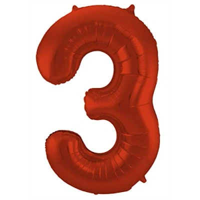 Abbildung von Folienballon Zahl 3 Rot Metallic Matte 86cm