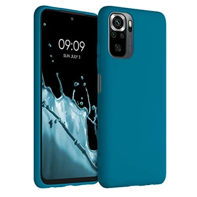 Abbildung von kwmobile Hülle kompatibel mit Xiaomi Redmi Note 10 / 10S weiches TPU Silikon Case Cover geeignet für kabelloses Laden Karibikblau