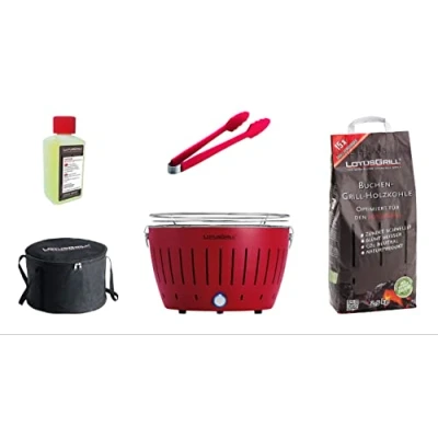 Abbildung von LotusGrill Holzkohlegrill Starter Set Classic 1x Grill Feuerrot mit USB Anschluß