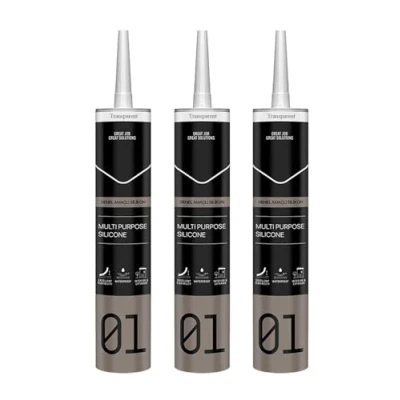 Abbildung von Silikon Bad Dichtmasse Professionelles Sanitärsilikon, Wasserdicht, Schimmelresistent, Ideal zum Abdichten &amp; Verfugen im Bad, Küche Sanitärbereich, Vielseitig einsetzbar, 280g Transparent 3St