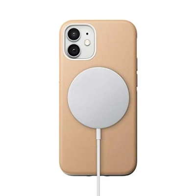 Abbildung von NOMAD Modern Case mit MagSafe Kompatibilität, Schutzhülle aus Echtleder kompatibel iPhone 12 Mini in beige