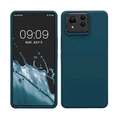 Abbildung von kwmobile Hülle kompatibel mit ASUS Zenfone 11 Ultra Silikon Handy Case Handyhülle weiche Oberfläche kabelloses Laden Petrol