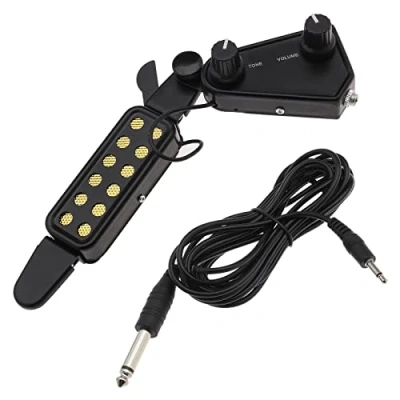 Abbildung von EMSea Akustischer Gitarre Tonabnehmer 12 Loch Gitarren Pickup Elektrischer Transducer Vorverstärker mit Ton Volume Tuner 3M Kabel für 6 Saiter Akustikgitarre