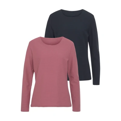 Abbildung von Lascana Langarmshirt, Damen, Größe: 40/42, Beere, navy