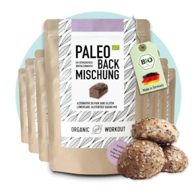 Abbildung von PALEO BACKMISCHUNG 10er Pack Bio Brot Alternative gluten frei lower carb Eiweiss clean eating Fitness hefefrei ohne Getreide, Organic Workout