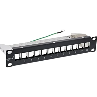 Abbildung von InLine® 10&quot; Patchpanel Leerblech 12 Fach, für Keystone Module, 1HE, RAL 9005 schwarz