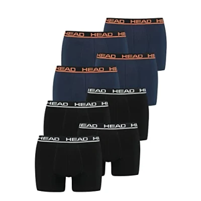 Abbildung von HEAD Herren Basic Boxer Pant Shorts Unterwäsche Unterhose 12 er Pack, Farbe:Black/Blue Orange, Bekleidungsgröße:S