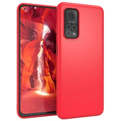 Abbildung von EAZY CASE Handyhülle Silikon mit Kameraschutz kompatibel Xiaomi Mi 10T (5G) / Pro in Rot, Ultra dünn, Slimcover, Silikonhülle, Hülle, Softcase, Backcover