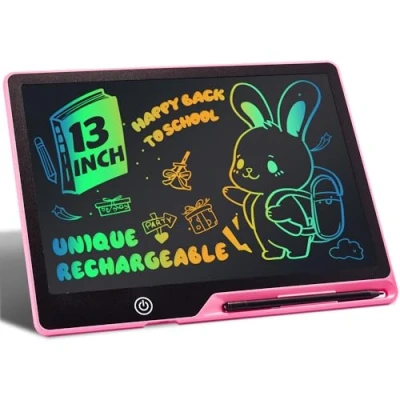 Abbildung von Kinayue LCD Schreibtafel Kinder Wiederaufladbare 13 Zoll Maltafel Zaubertafel Rosa,Umweltfreundlich Lernspielzeug Schreibtablett,Weihnachten Geburtstag Geschenk für 3 12 Jahre alt Junge Mädchen