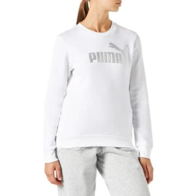 Abbildung von PUMA Damen ESS Logo Crew FL T Shirt, Black Silver metallic, L