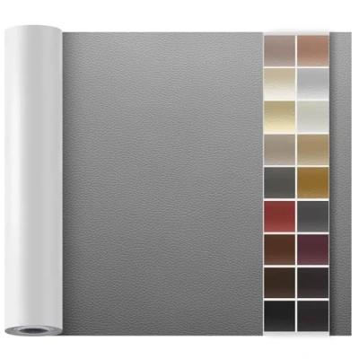 Abbildung von Leder Reparatur Set Dunkelgrau,OAZ Kunstleder Selbstklebend 90 x 200 cm,Kunstleder Reparaturset Patch Selbstklebende Lederflicken für Autositze Möbel Sofa Taschen