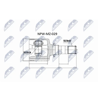 Abbildung von NTY NPW MZ 029 Gelenksatz Automatikgetriebe Vorderachse links MAZDA: 5, 3 Hatchback, Limousine